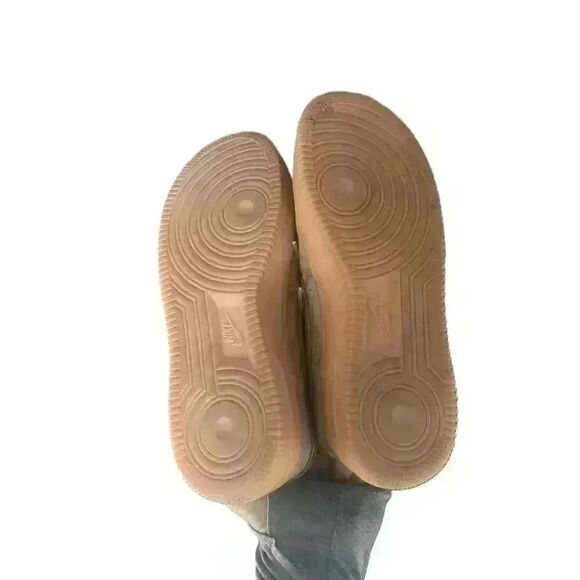 Nike Air Force 1 Tan Suede Sneakers LaceUp Boys 6Y Womens 8 - Picture 7 of 14